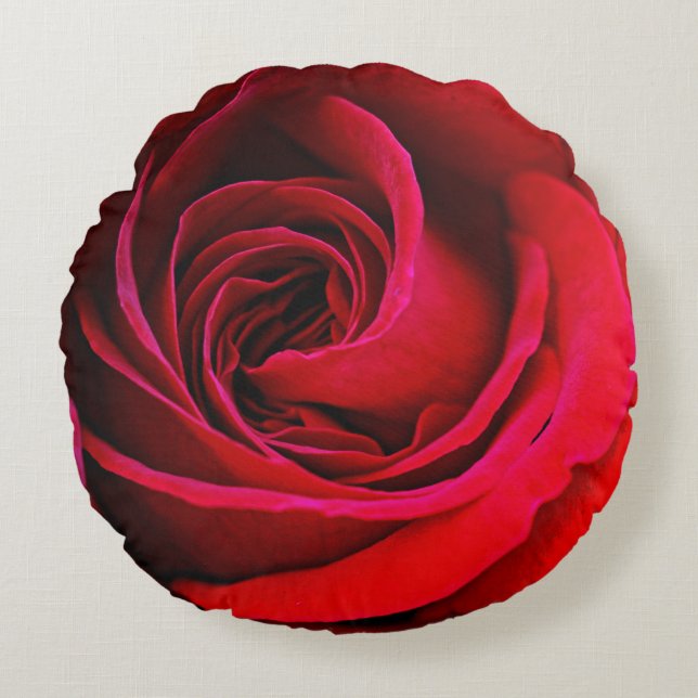 Almohada Redonda de Tirar Rosa Roja (Anverso)