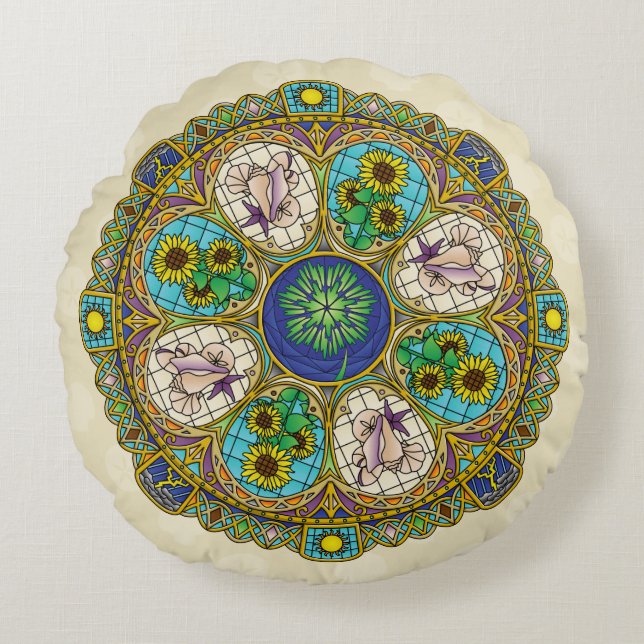Almohada redonda de verano Nouveau (Anverso)