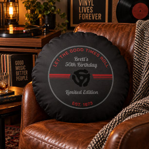 Almohada Redonda de Vinilo Retro – Música Vintage 