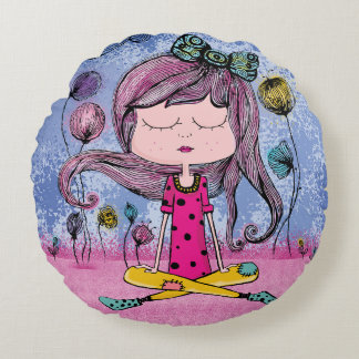 Almohada Redonda de Yoga de Niña Linda
