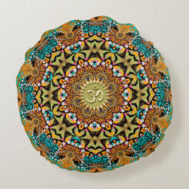 Almohada redonda de yoga OM Mandala de Batik Bohem
