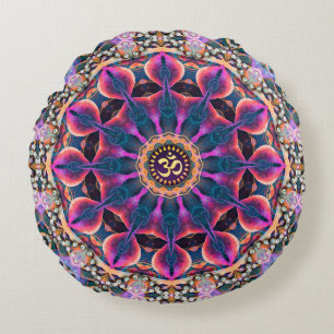 Almohada redonda de yoga OM mándala mágico bohemio