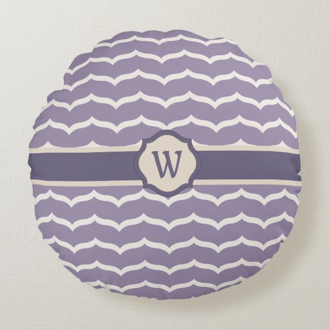 Almohada redonda de Zigzag florada (Anverso)