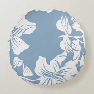Almohada redonda decorativa de arte lineal floral 