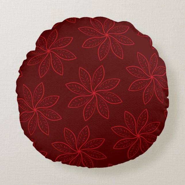 Almohada redonda decorativa de impresión de hoja (Anverso)