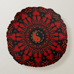 Almohada Redonda Deep Red Balance (Yin Yang)