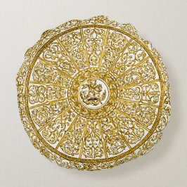 Almohada redonda del amanecer de la mandala de oro