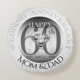 Almohada redonda del aniversario de boda del