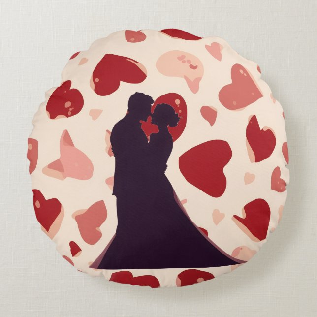 Almohada Redonda del Día de San Valentín de Moda (Anverso)