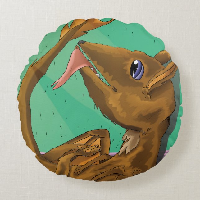 Almohada redonda del dragón peludo (Anverso)