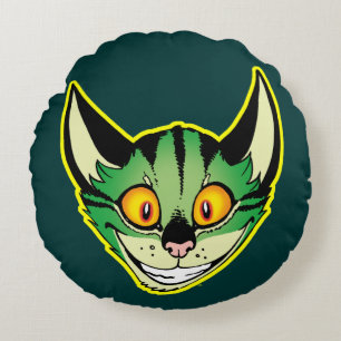 Almohada redonda del gato fluorescente del dibujo