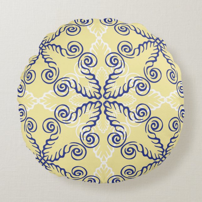 Almohada redonda del modelo del amarillo y de los (Anverso)