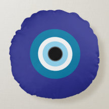 Almohada redonda del ojo del mal azul gráfico