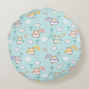 Almohada redonda del patrón del día de lluvia suav