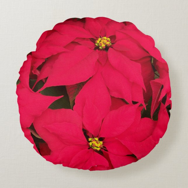 Almohada redonda del Poinsettia (Anverso)