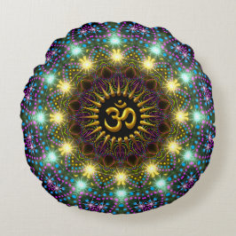 Almohada Redonda del Símbolo Om del Mandala de Luz