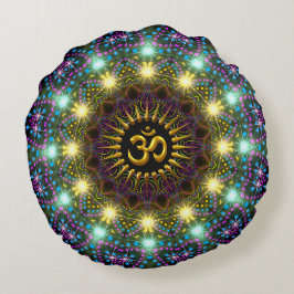 Almohada Redonda del Símbolo Om del Mandala de Luz