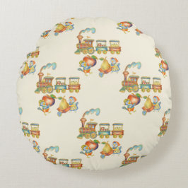 Almohada Redonda del Tren de Manzana de Pájaro de 