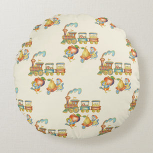 Almohada Redonda del Tren de Manzana de Pájaro de 