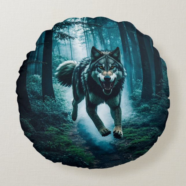 Almohada Redonda Desencadena a tu Bestia de Luna L (Anverso)