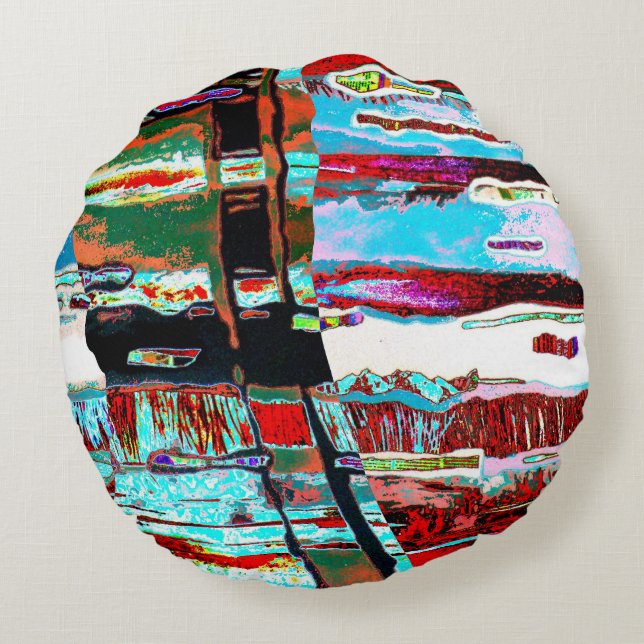 Almohada Redonda – Diseño Abstracto Colapso Reflex (Reverso)