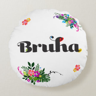 Almohada redonda divertida de vino boho bruha fili
