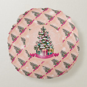 Almohada redonda elegante del árbol de Navidad