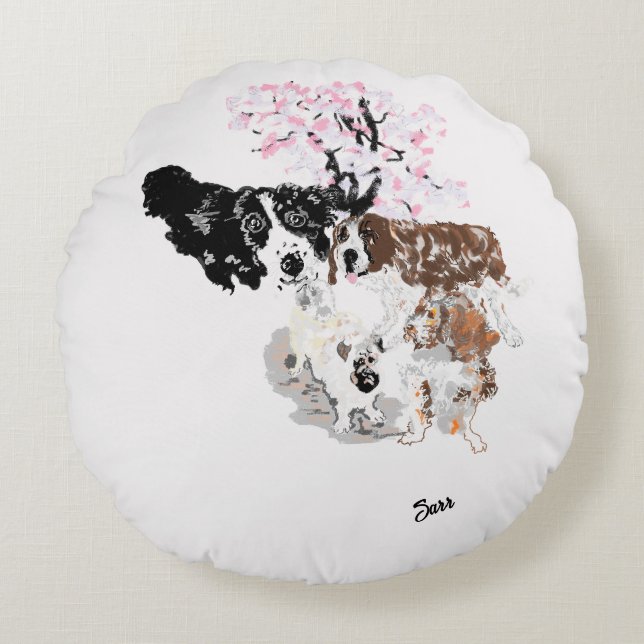 Almohada redonda: Es un mundo de perros, perros (Anverso)