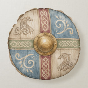Almohada redonda escudo vikingo
