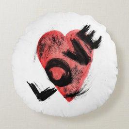 Almohada redonda expresiva de trazo de pincel rojo