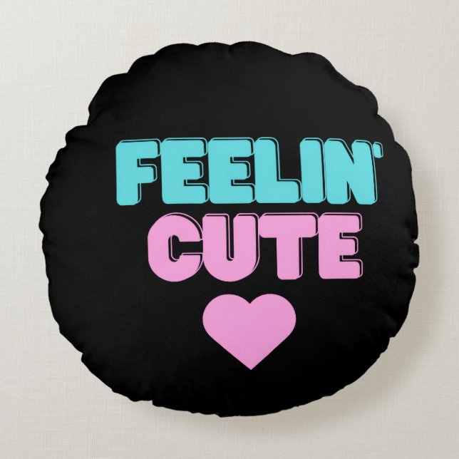 Almohada Redonda Feeling Cute | Estética Única (Anverso)