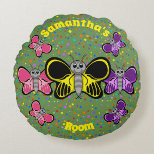 Almohada Redonda Feliz de Mariposas