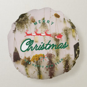 Almohada Redonda Feliz Navidad
