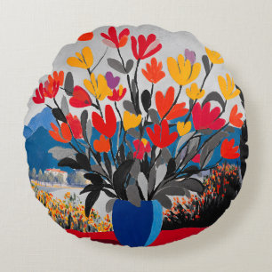 Almohada Redonda Floral Estilo Matisse - Arte Mode