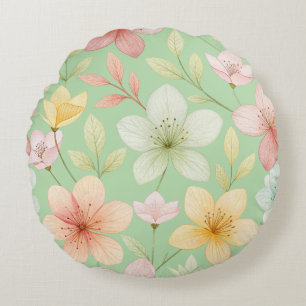 Almohada Redonda Floral Menta