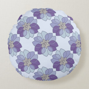 Almohada redonda floral moderna abstracta púrpura