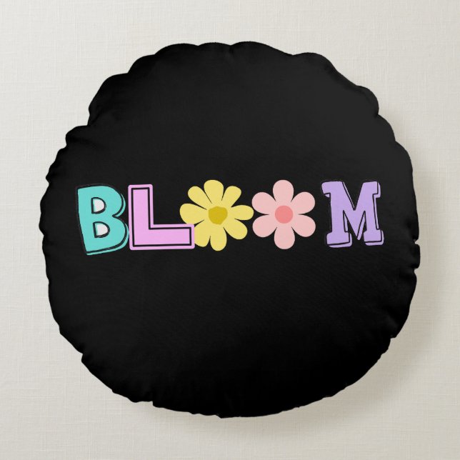 Almohada Redonda Floral Retro Pastel Bloom (Anverso)