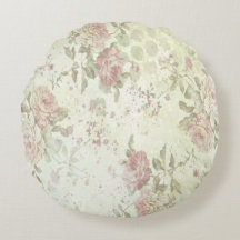 Almohada redonda floral rosa chic de Shabby