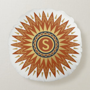 Almohada Redonda Geométrica Afrohemiana Personaliz