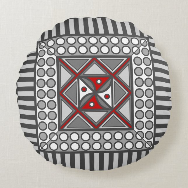 Almohada redonda geométrica alterna (Anverso)
