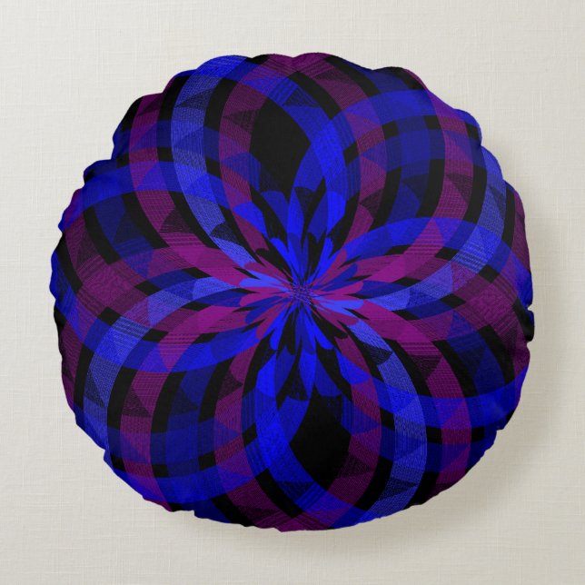 Almohada redonda geométrica con pétalo de flor cen (Anverso)
