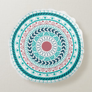 Almohada redonda geométrica Mandala floral ornamen