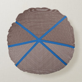 Almohada redonda geométrica moderna azul y marrón