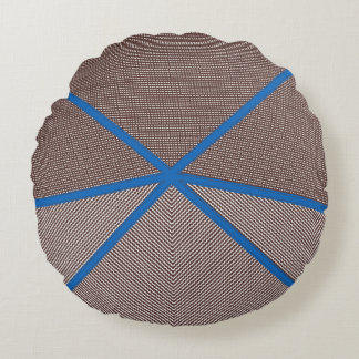 Almohada redonda geométrica moderna azul y marrón