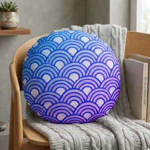 Almohada Redonda Gradiente de Escamas Cerúleas