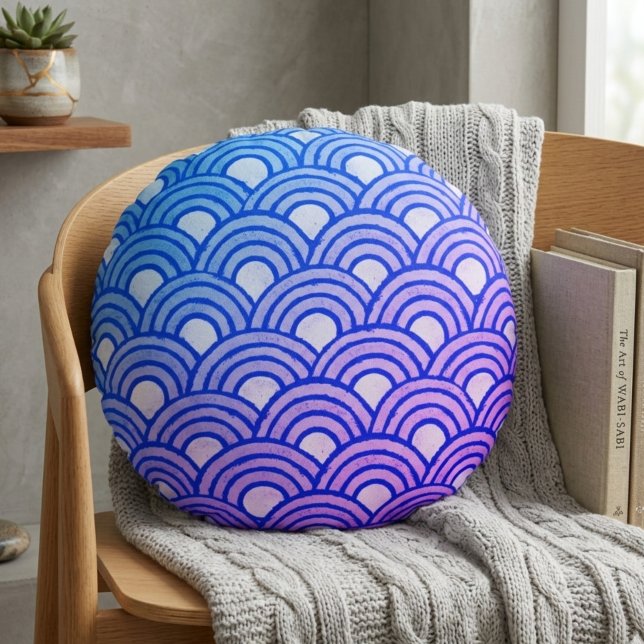 Almohada Redonda Gradiente de Escamas Cerúleas (Subido por el creador)