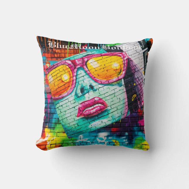 Almohada Redonda Graffiti Glamour Girl (Anverso)