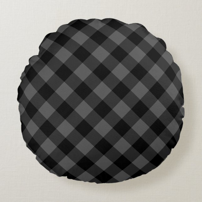 Almohada Redonda Gris y Negra (Anverso)