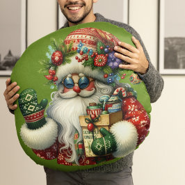 Almohada redonda Hippie Santa Clause