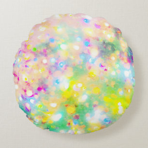Almohada redonda holográfica verde y rosa